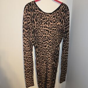 Leopard Print Long Sleeve Dress